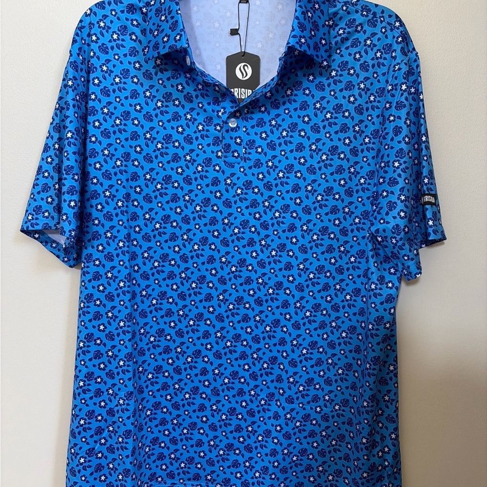 Brisira Blue Floral-Print Polo Shirt